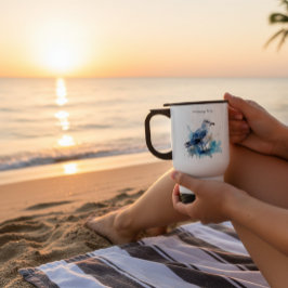 Havsbryggning: Vattenfärgen Fiskmås Resemugg