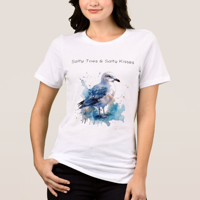 Havsbryggning: Vattenfärgen Fiskmås T Shirt (Framsida)
