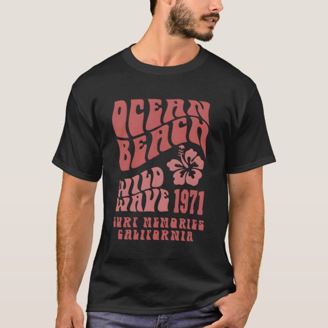 Havsbukens Vild Wave Surfa Aesthetic Ord on Back T Shirt (Framsida)