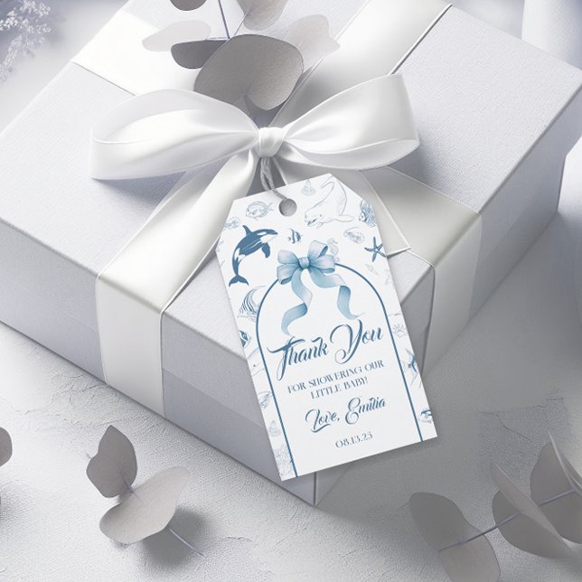 Havscharm Tacksamhetspresent vid Baby Shower Presentetikett (Skapare uppladdad)