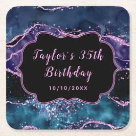 Havsdag i Lila och blått hav Underlägg Papper Kvadrat