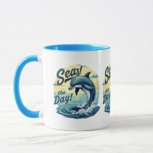 Havsdag Retro Dolphin Ocean Aesthetic Mugg