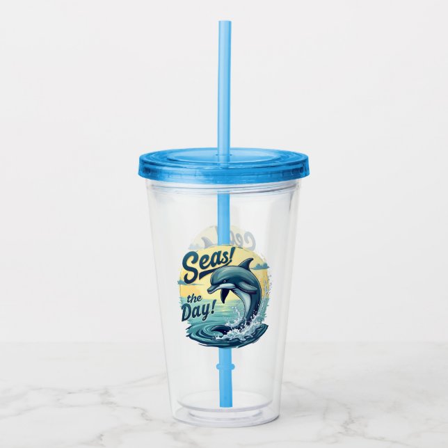 Havsdag Retro Dolphin Ocean Aesthetic Take Away Mugg (Framsida)