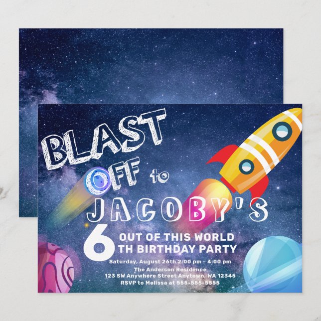 Havsdag Rymden Party Inbjudningar (Fram/baksida)