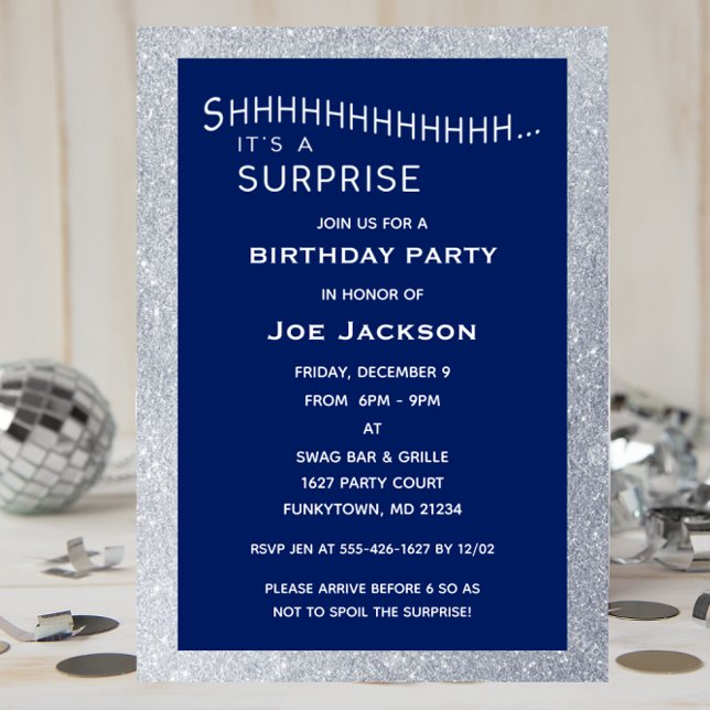 Havsdagen i Party och Silver Glitter Inbjudningar (Skapare uppladdad)
