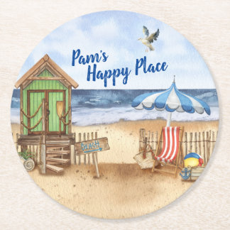 Havsdagen vid Beach Personlig Round Underlägg Papper Rund
