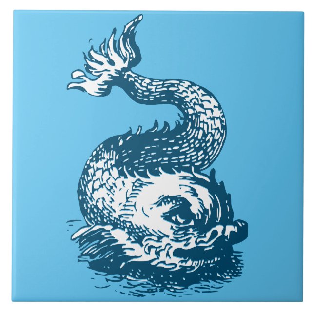 Havsdelfiner eller prydnadsfiskar kakelplatta (Framsidan)