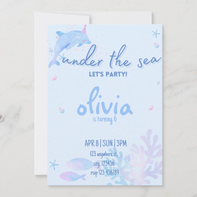 Havsdelfiner under inbjudan till havets födelsedag (Framsida)