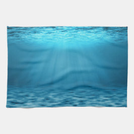 Havsdjup Blått Undervatten med Solstrålar Kökshandduk