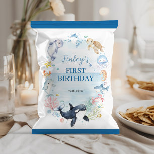 Havsdjur Barns födelsedag Chip Bag Wrapper Reklamblad