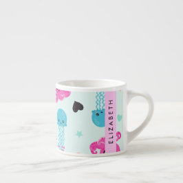 Havsdjur, bläckfisk, maneter, örter, ditt namn espressomugg