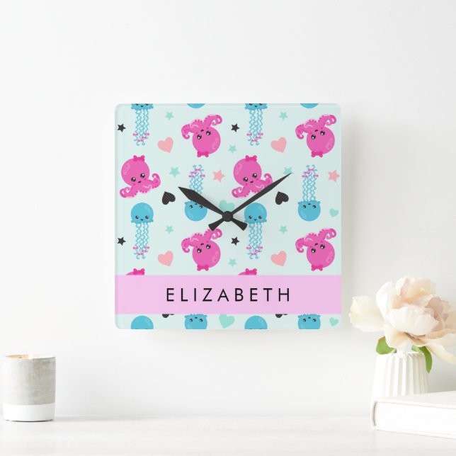 Havsdjur, bläckfisk, maneter, örter, ditt namn fyrkantig klocka (Hem)