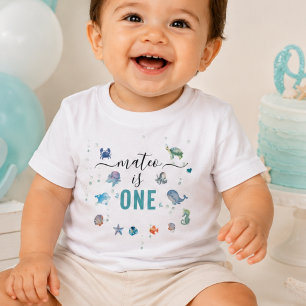 Havsdjur Ett Anpassat Namn 1-års Födelsedag T Shirt