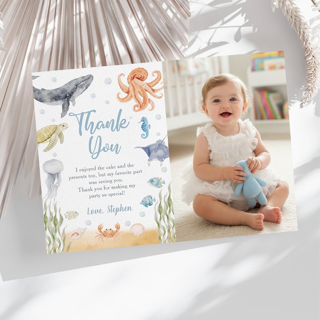 Havsdjur Födelsedagsfoto Tackkort (Skapare uppladdad)