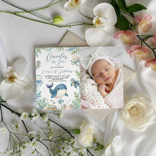 Havsdjur Foto 1-års födelsedagsinbjudan Inbjudningar