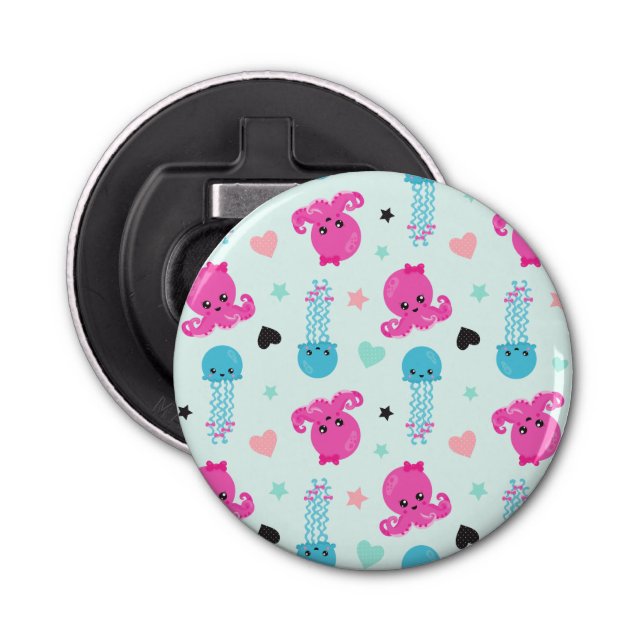 Havsdjur, havslevande, bläckfisk, maneter, örter flasköppnare (Framsidan)