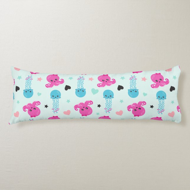 Havsdjur, havslevande, bläckfisk, maneter, örter kroppskudde (Framsidan)