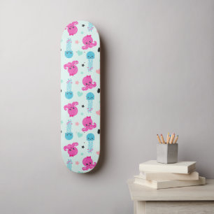 Havsdjur, havslevande, bläckfisk, maneter, örter mini skateboard bräda 18,5 cm