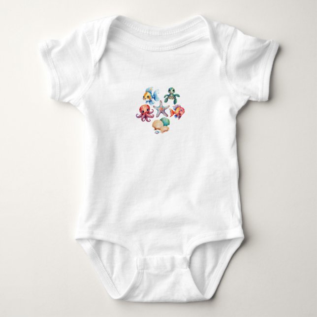 Havsdjur i baby t shirt (Framsida)