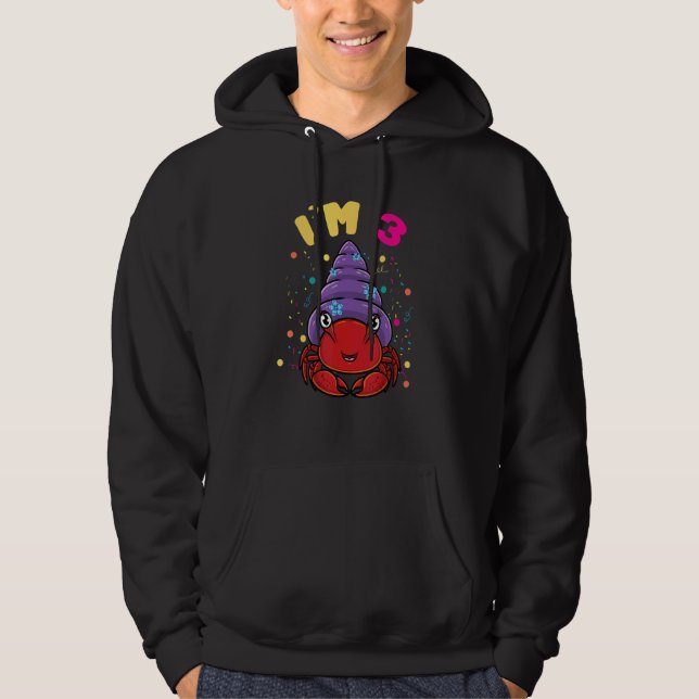Havsdjur Im 3 Hermit Crab 3:e födelsedagen Hoodie (Framsida)