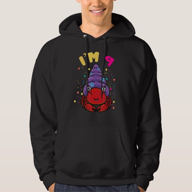 Havsdjur Im 9 Hermit Crab 9:e födelsedagen Hoodie (Framsida)