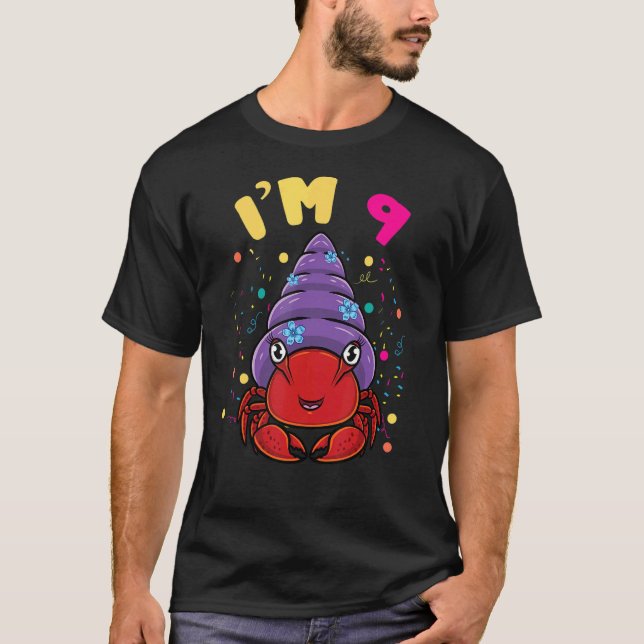 Havsdjur Im 9 Hermit Crab 9:e födelsedagen T Shirt (Framsida)