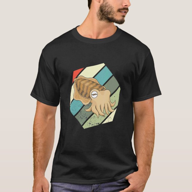 Havsdjur Kuttlefish Hexagon Cuttlefish Vinta T Shirt (Framsida)