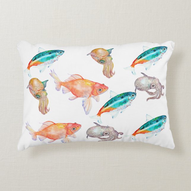 Havsdjur mönster prydnadskudde (Framsidan)