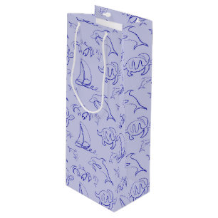 Havsdjur och segelbåt en linje teckning mönster