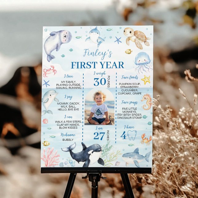 Havsdjur Oneder Sea Birthday Milestone Poster (Skapare uppladdad)