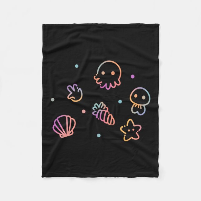 Havsdjur Pastellgradient Havsliv Design Fleecefilt (Framsidan)