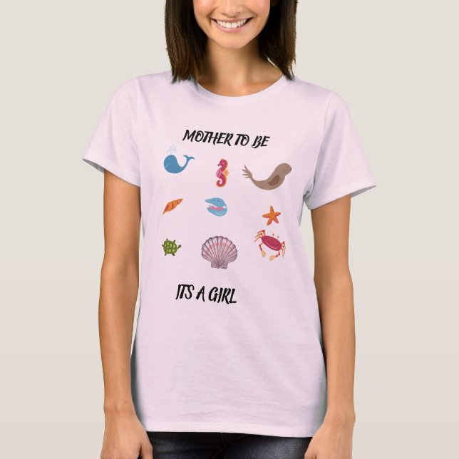 Havsdjur välkomnar vår lilla flicka t shirt (Framsida)