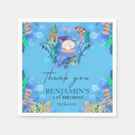 Havsdjur Vild En födelsedag Napkins Pappersservett
