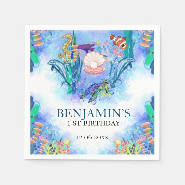 Havsdjur Vild en födelsedag Pappersservett (Framsidan)