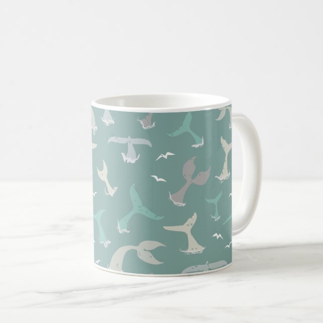 Havsdjur Whale Svan Blue Kaffemugg (Framsida höger)