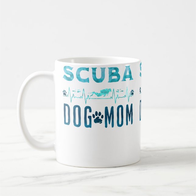 Havsdykarvalp Hundmamma Scuba Dykning Kaffemugg (Vänster)