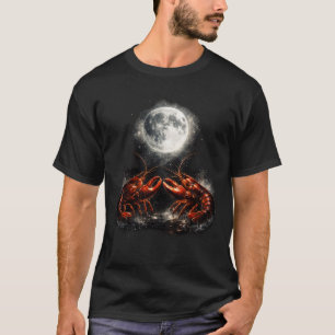 Havsentusiast Hummer Måne Design Natt Havsdjur T Shirt
