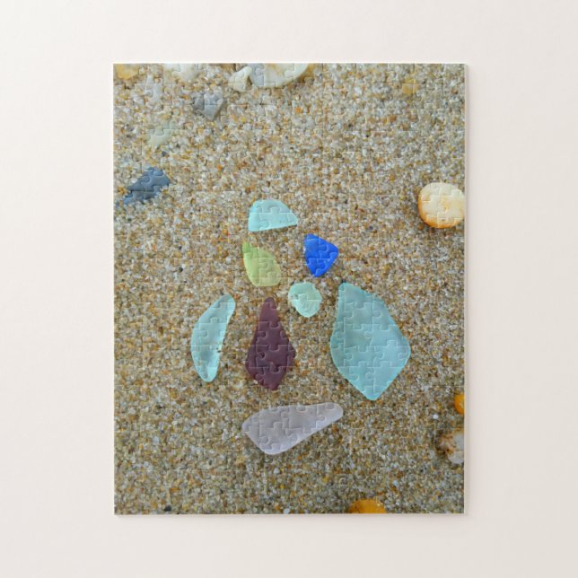 Havsexponeringsglas på strand pussel (Vertikal)