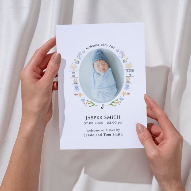Havsfåglar - minimalistiskt och modernt inbjudningar (Birth Announcement)