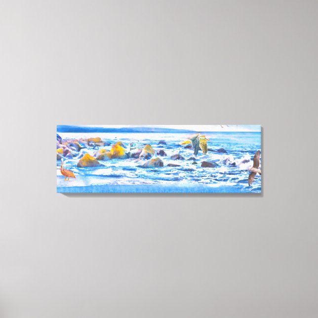 Havsfåglar vid Ocean Playground Canvastryck (Framsida)