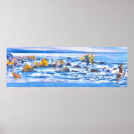 Havsfåglar vid Ocean Playground Poster