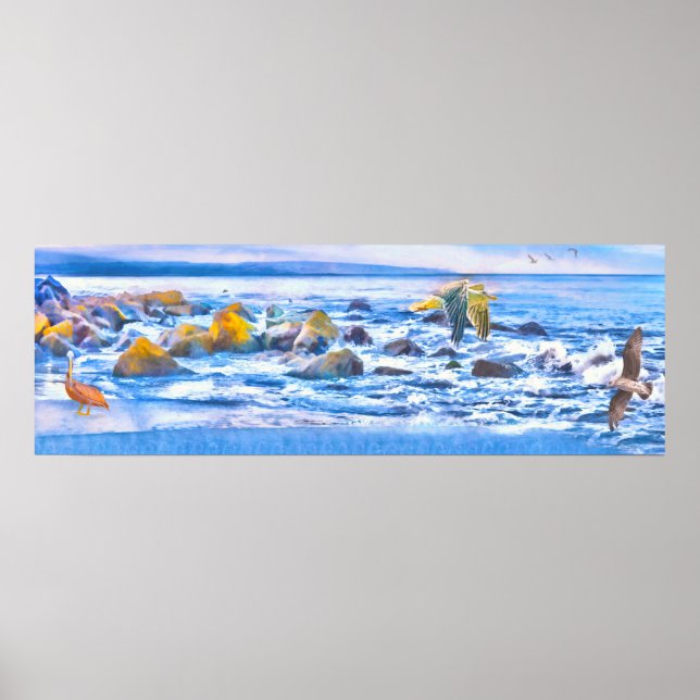 Havsfåglar vid Ocean Playground Poster (Framsidan)