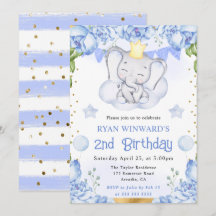 Havsfärg Cute Elephant och Blue Ro Birthday