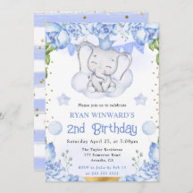 Havsfärg Cute Elephant och Blue Ro Birthday