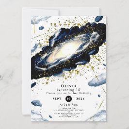 Havsfärg Galactiskt Space Birthday Inbjudningar