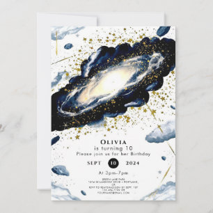 Havsfärg Galactiskt Space Birthday Inbjudningar