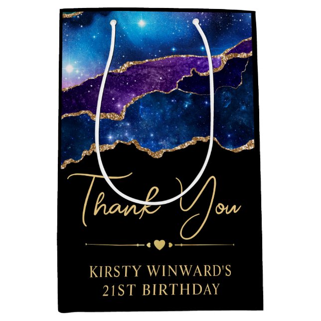 Havsfärg Galaxy Glitter Agate Birthday (Framsidan)