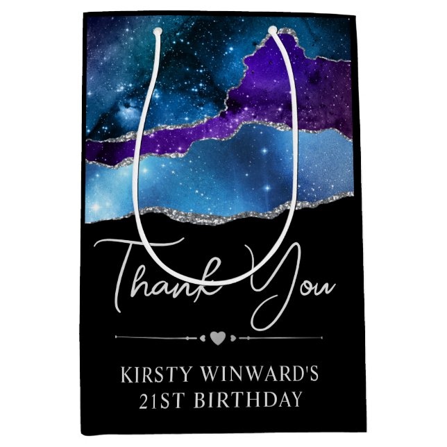 Havsfärg Galaxy Glitter Agate Birthday (Framsidan)