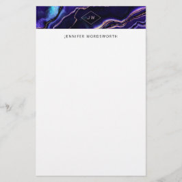 Havsfärg Geode Deep Blue Lila Ro Guld Agate Brevpapper