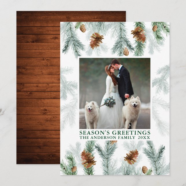 Havsfärg Gräs Greenery Wood Season Greetings Julkort (Fram/baksida)